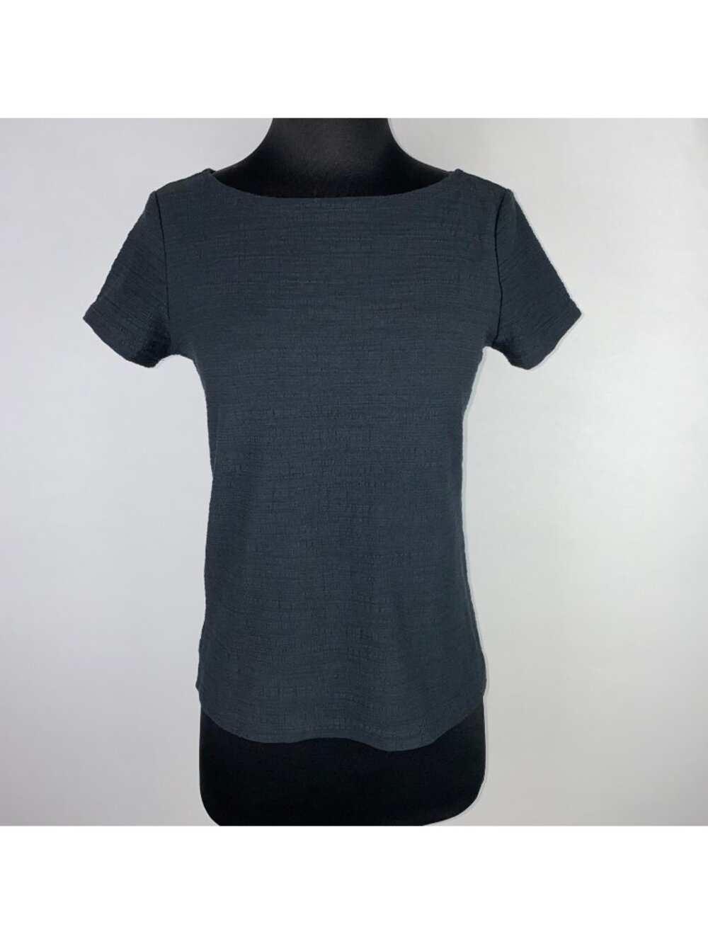 J.Crew Factory Textured Slub Knit Boatneck Top In Black Womens XXS Office Casual